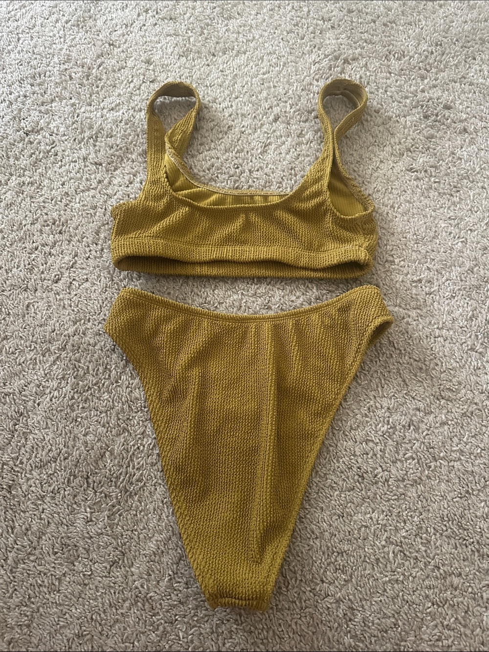 Good American Mustard Textured High-Waist Bikini Set - Picture 2 of 4